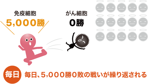 毎日、免疫細胞が5,000個のがん細胞が退治