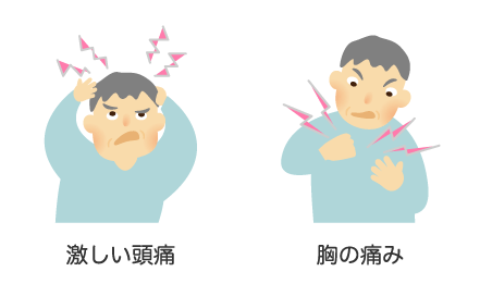 激しい頭痛・胸の痛み